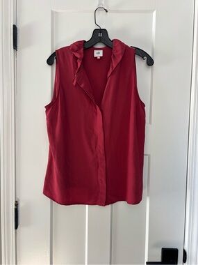 CAbi Sleeveless Ruffle Collar Blouse in Deep Red scorch top large 4733 NWT